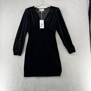 Dear John Velvet Mini Dress Long Sleeve V‎ Neck Party Cocktail XS